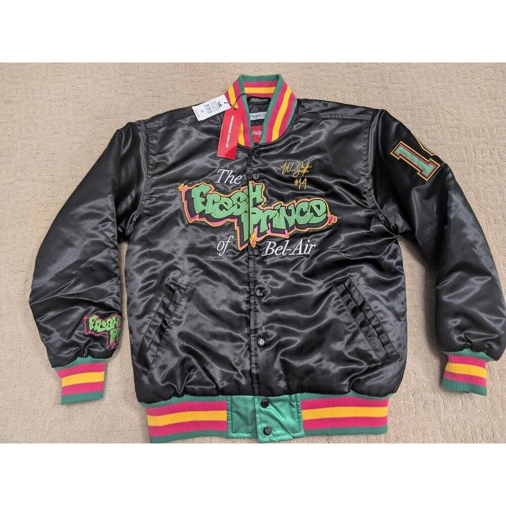 NWT Headgear Classics Fresh Prince of Bel Air Black Embroidered Varsity Jacket